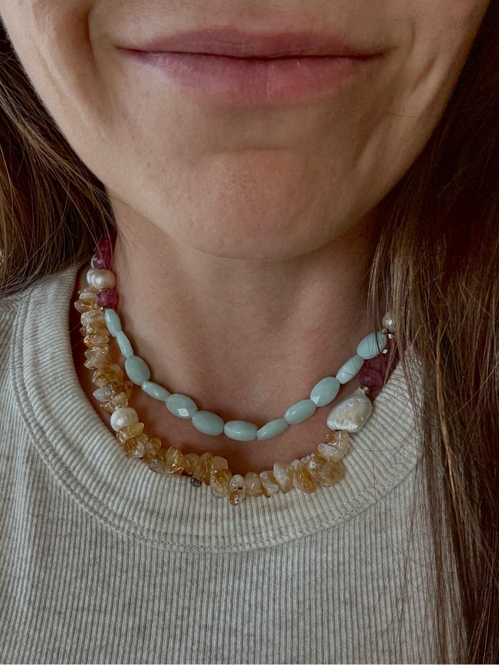 NEW Eclectic Beaded Gemstone Wrap Necklace Long Necklace
